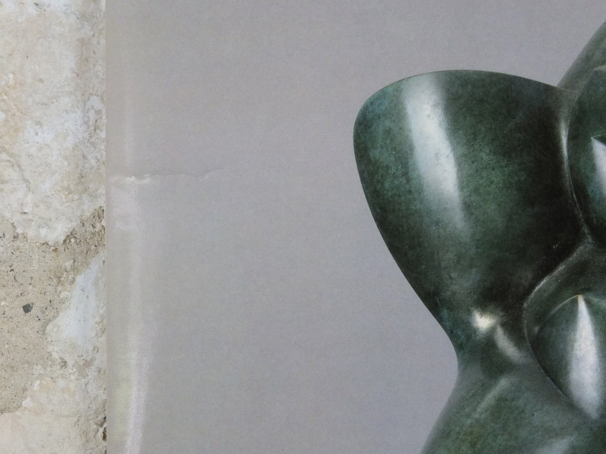 1980s Dominique Pollès Poster, sculpture, organic cubism, female form, artist gallery exhibition, wall art decor