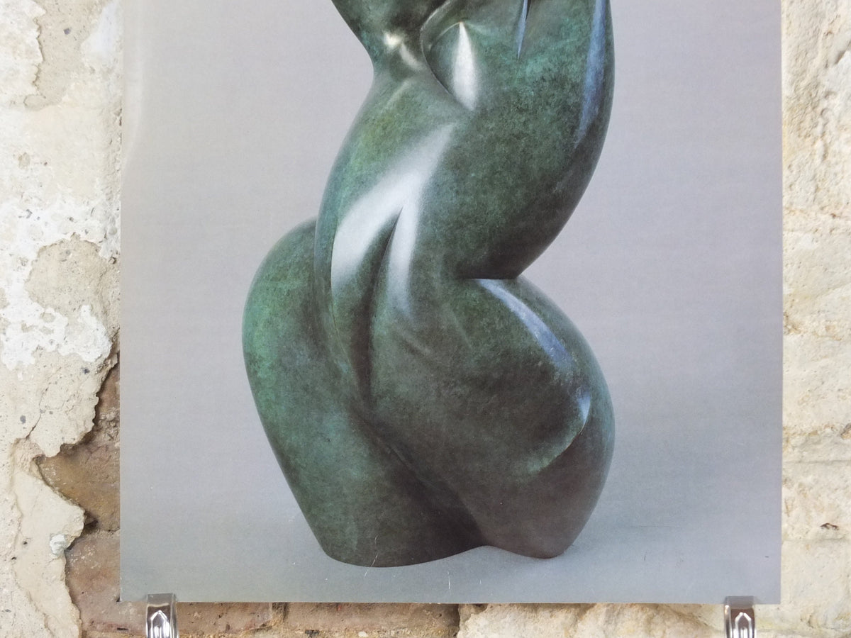 1980s Dominique Pollès Poster, sculpture, organic cubism, female form, artist gallery exhibition, wall art decor