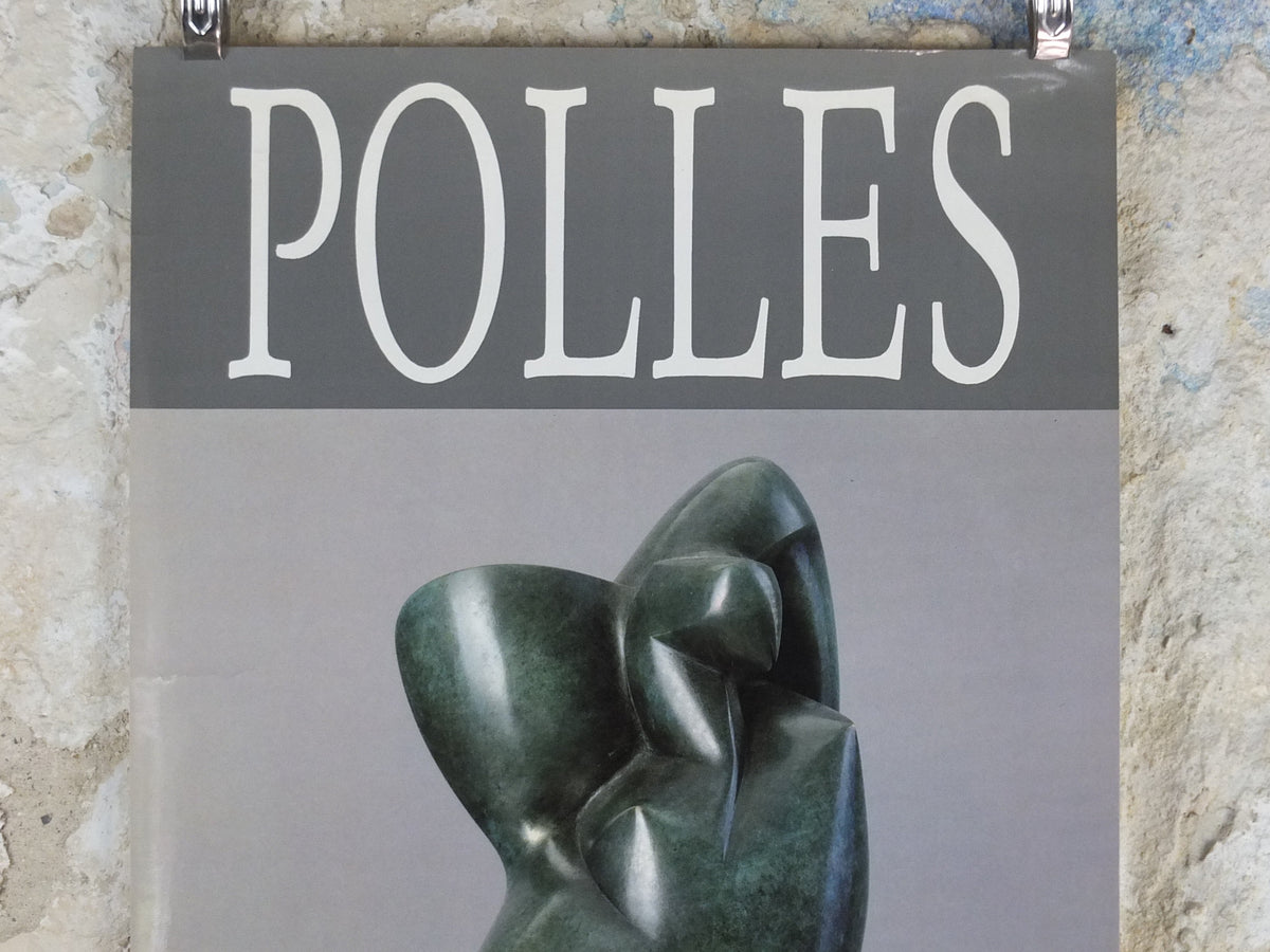 1980s Dominique Pollès Poster, sculpture, organic cubism, female form, artist gallery exhibition, wall art decor