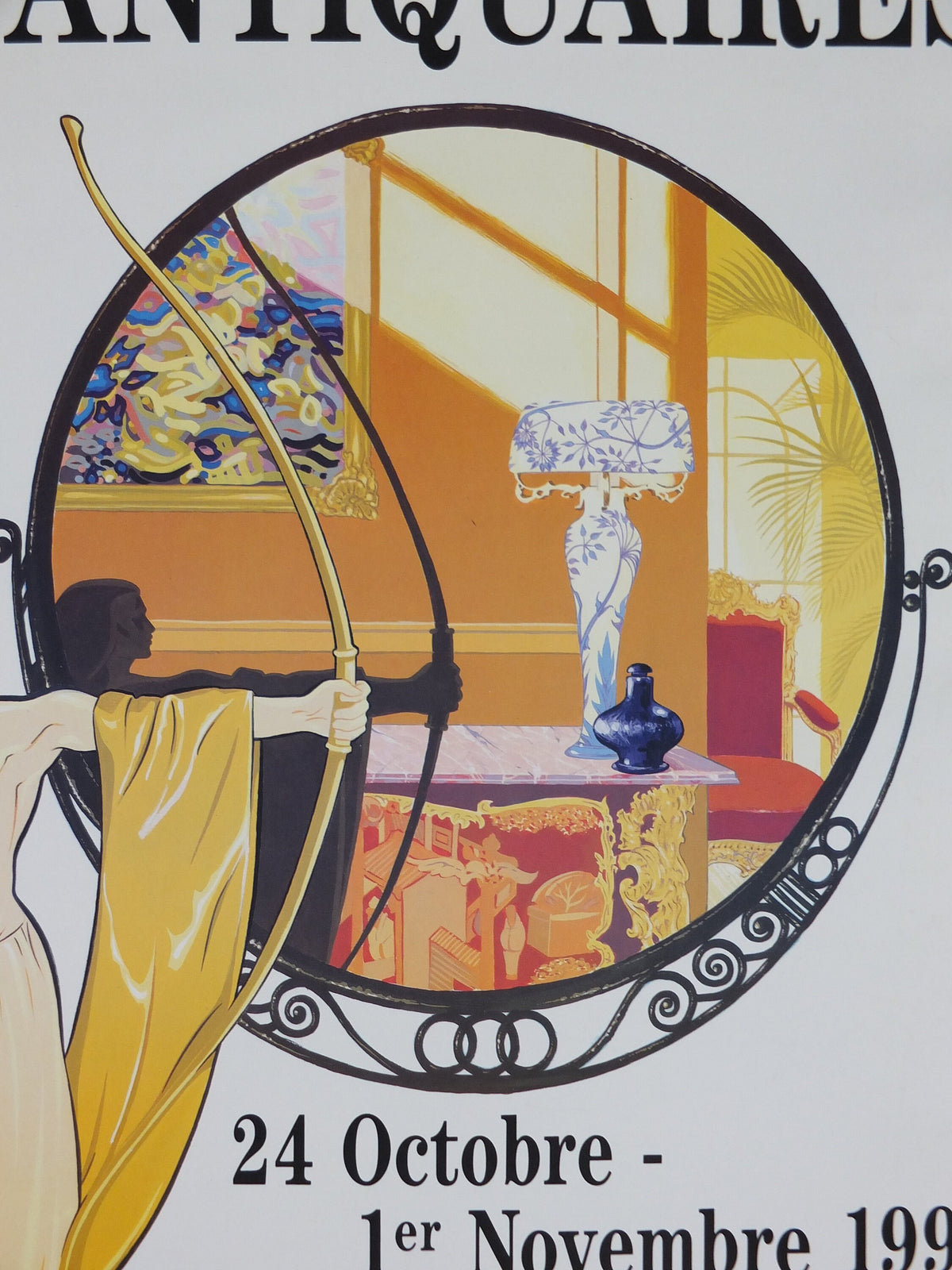 1992 Deauville Antique Fair Poster, art nouveau and art deco at the Deauville Casino, 30th market, artist gallery exhibition, wall art decor