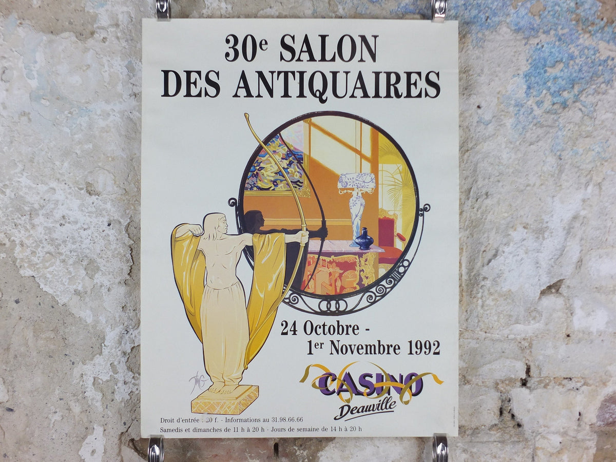 1992 Deauville Antique Fair Poster, art nouveau and art deco at the Deauville Casino, 30th market, artist gallery exhibition, wall art decor
