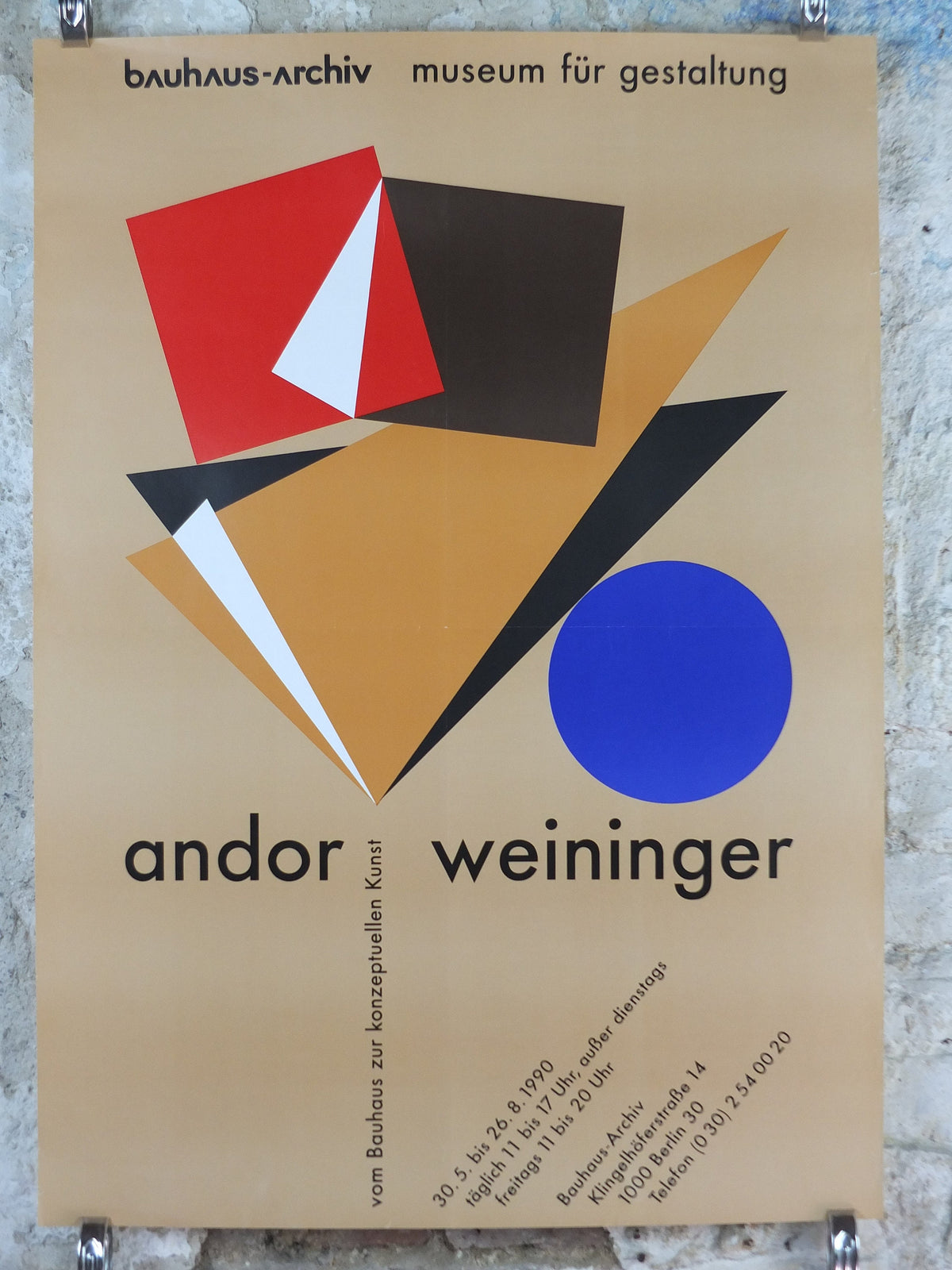 1990 Bauhaus Poster, Andor Weininger, Conceptional Bauhaus art, Art Deco Nouveau, gallery exhibition, wall art decor