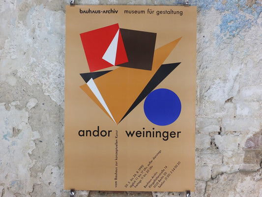 1990 Bauhaus Poster, Andor Weininger, Conceptional Bauhaus art, Art Deco Nouveau, gallery exhibition, wall art decor