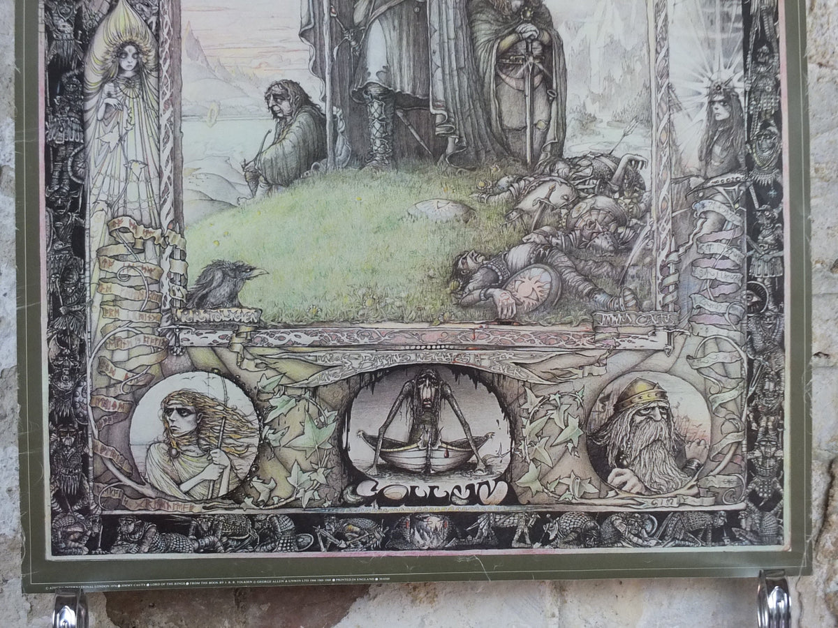 1976 Vintage Lord of the Rings Tolkien Poster, by James Cauty 1976 original, featuring Gandalf, Frodo and Sam, Middle Earth wall art decor