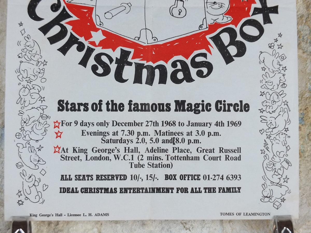 1968 The Magic Circle Christmas Box Poster, The World's Greatest Magicians, King George's Hall, London, wall art decor