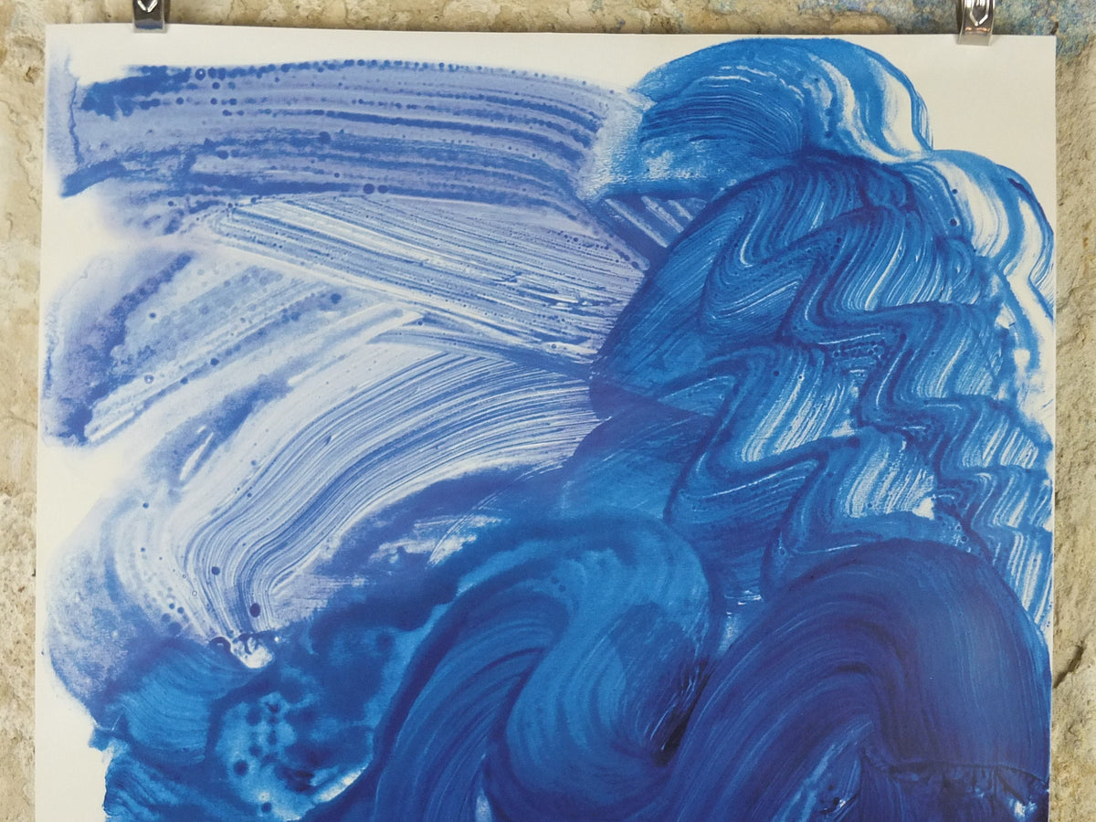 2012 London Olympics Poster, Swimming Howard Hodgkin, flowing blue brush strokes, XXX Olympiad, post modern, sport wall art decor