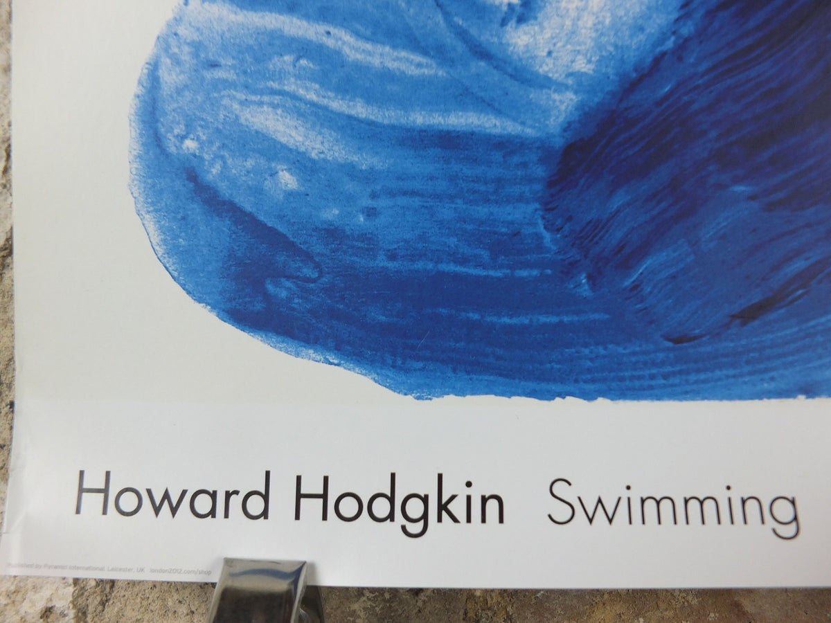 2012 London Olympics Poster, Swimming Howard Hodgkin, flowing blue brush strokes, XXX Olympiad, post modern, sport wall art decor