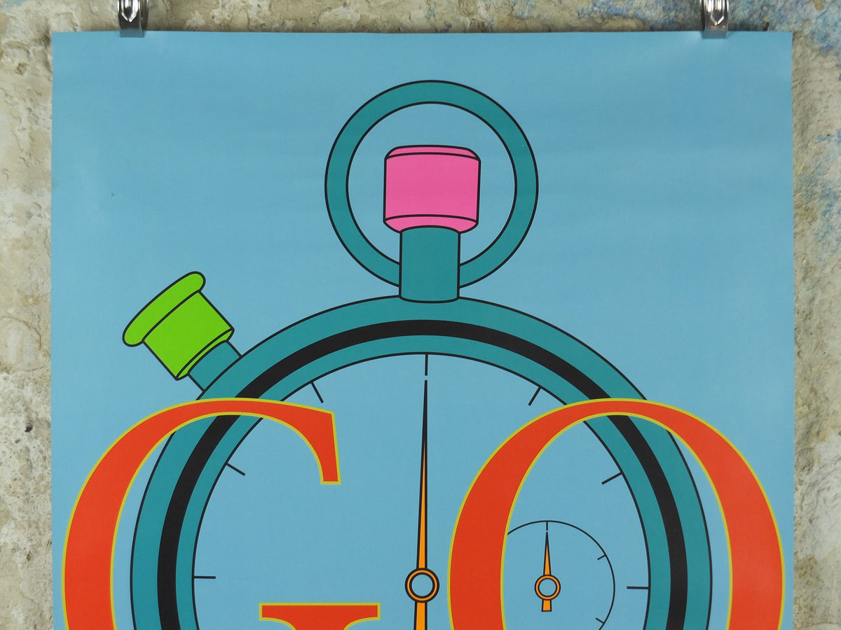2012 London Paralympics Poster, Michael Craig-Martin GO, colourful stopwatch, XXX Olympiad, post modern, sport wall art decor