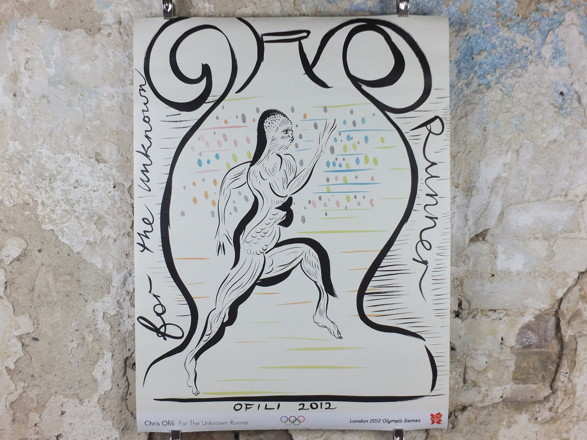 2012 London Olympics Poster, For the unknown runner, Chris Ofili, drawing of a runner, XXX Olympiad, post modern, sport wall art decor