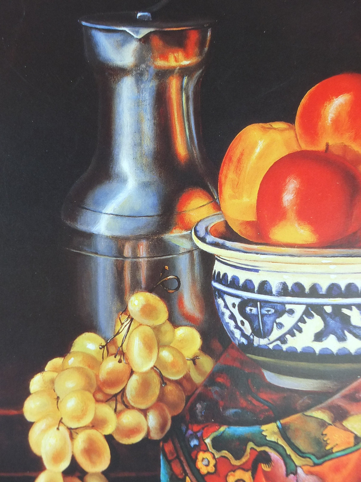 1996 Charles Floutard Poster, still life with peaches, oranges, lemons and apples, artist gallery exhibition, wall art decor