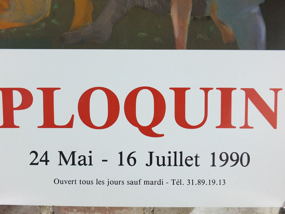 1990 Georges Ploquin Poster, mothers and daughters, figurative artist gallery exhibition, wall art decor