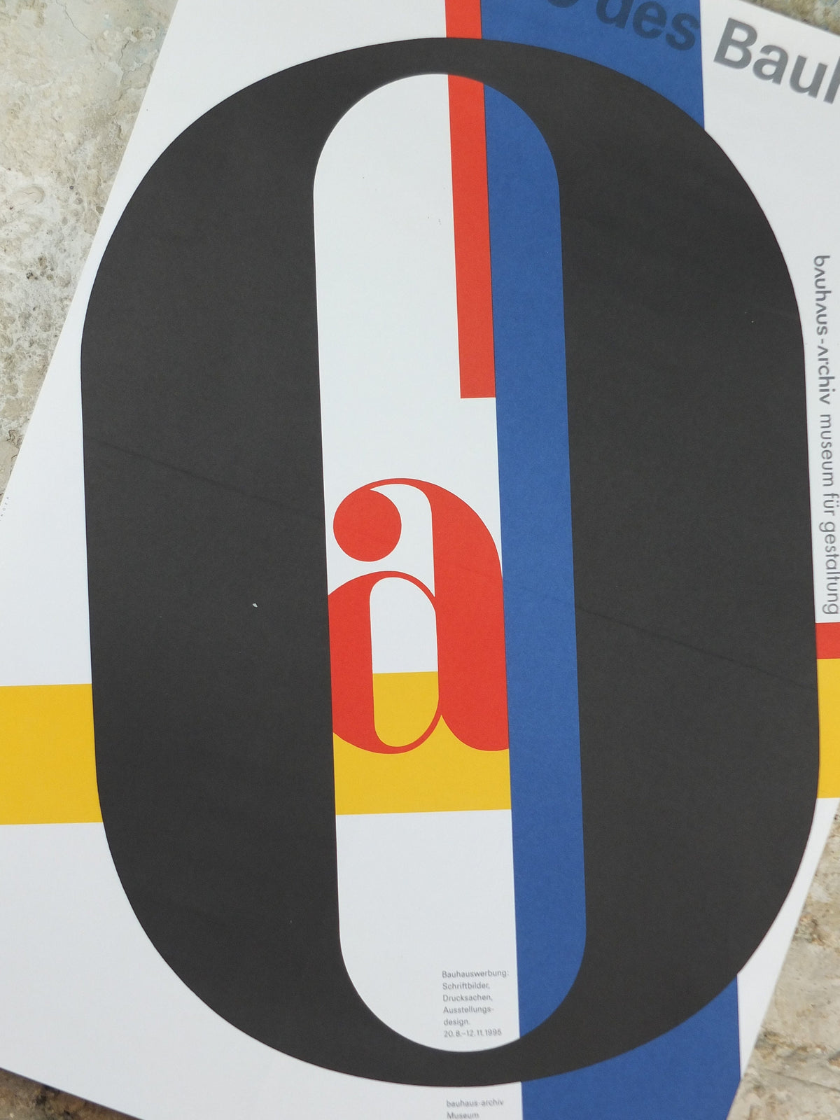 1995 Bauhaus Poster, ‘Das A und O des Bauhauses’ (The beginning and end of Bauhaus), Art Deco Nouveau, gallery exhibition, wall art decor