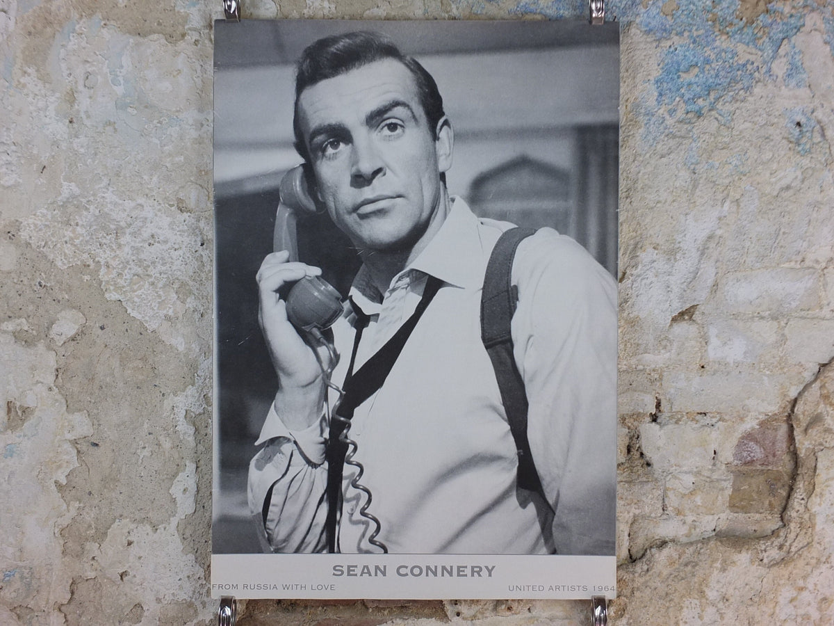 1995 James Bond Poster, Sean Connery as 007, "From Russia with Love", monochrome, Ian Fleming, wall art decor
