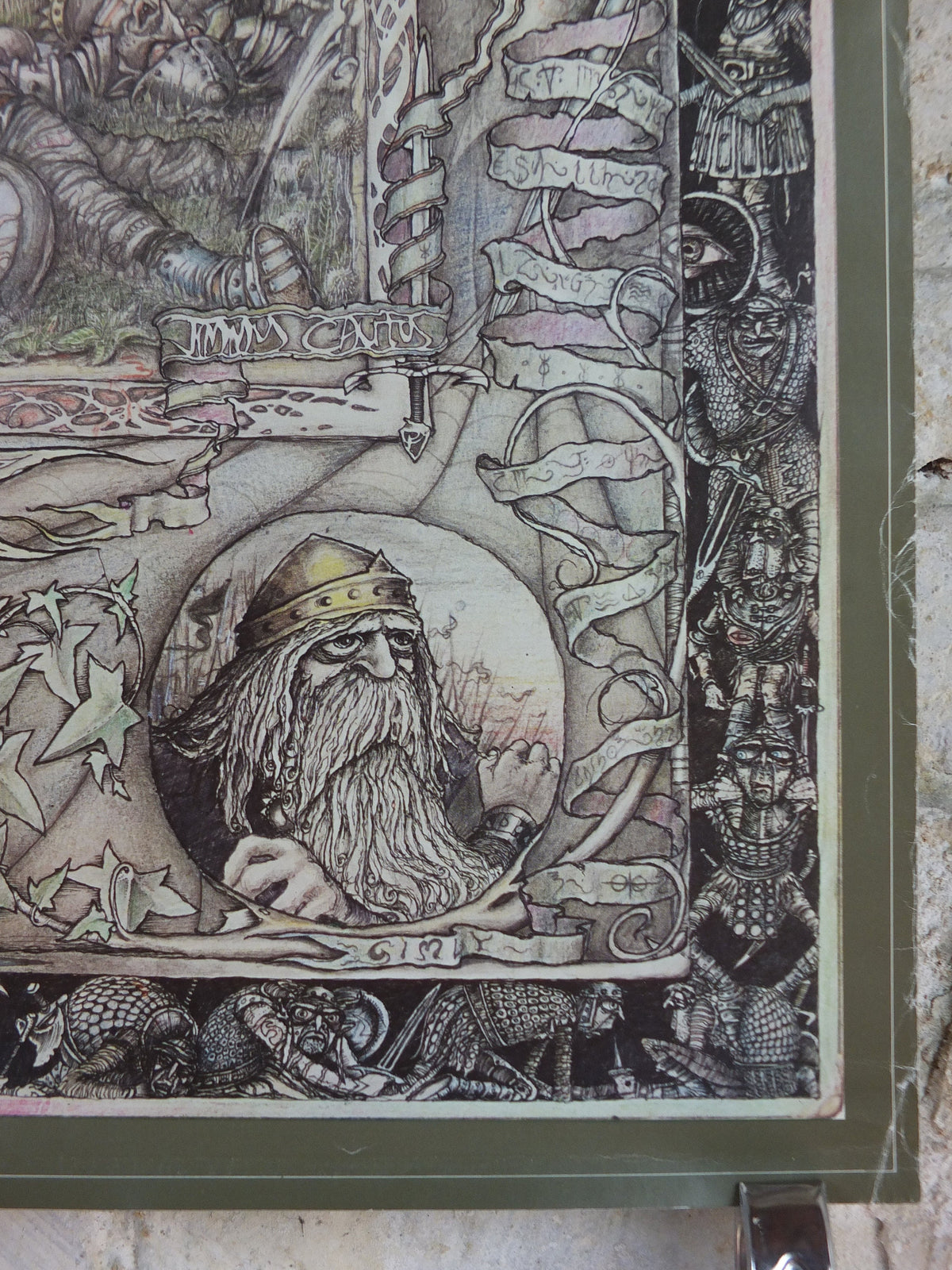 1976 Vintage Lord of the Rings Tolkien Poster, by James Cauty 1976 original, featuring Gandalf, Frodo and Sam, Middle Earth wall art decor