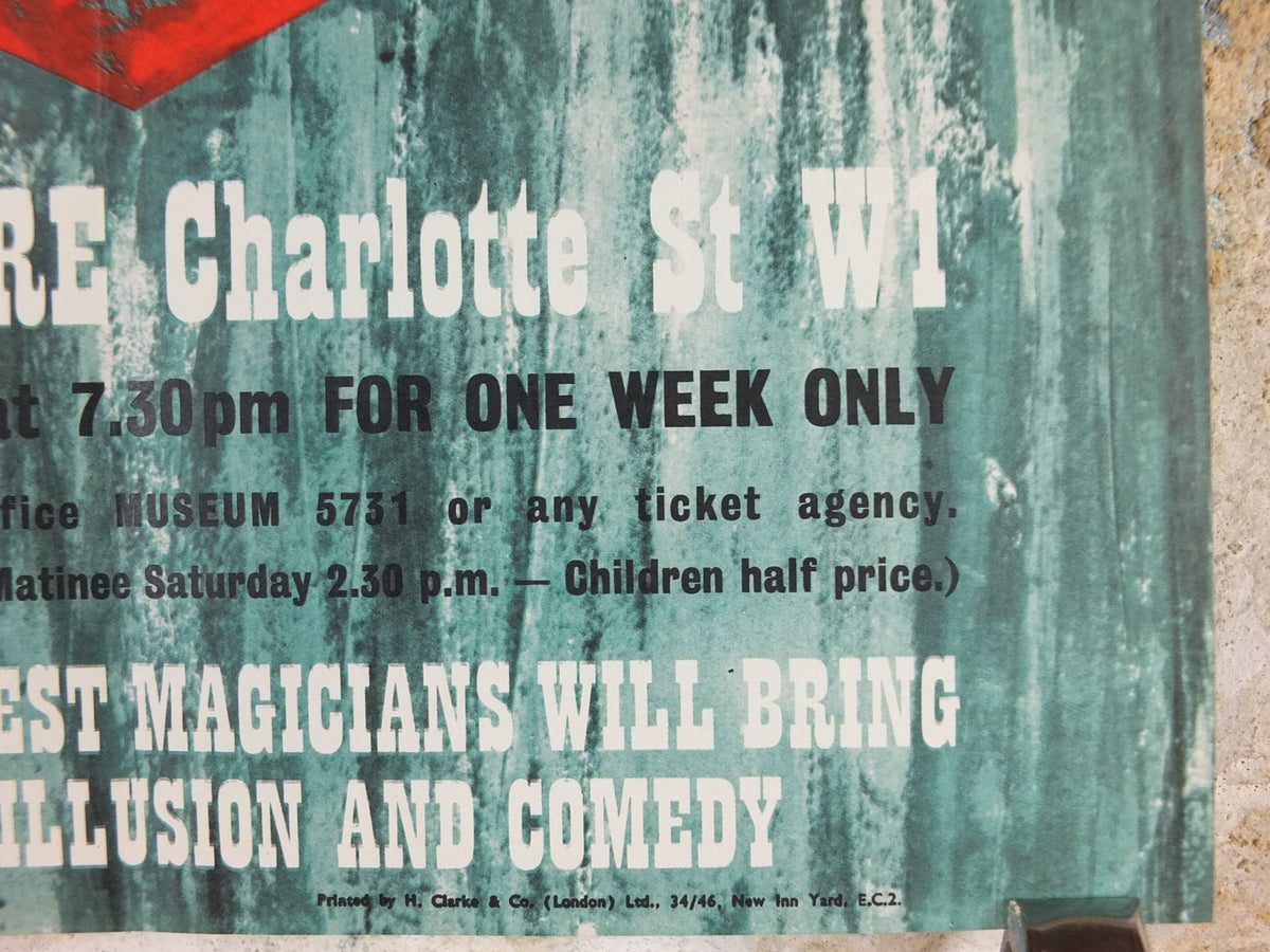 1961 The Magic Circle Festival Poster, The World's Greatest Magicians, Scala Theatre, London, wall art decor