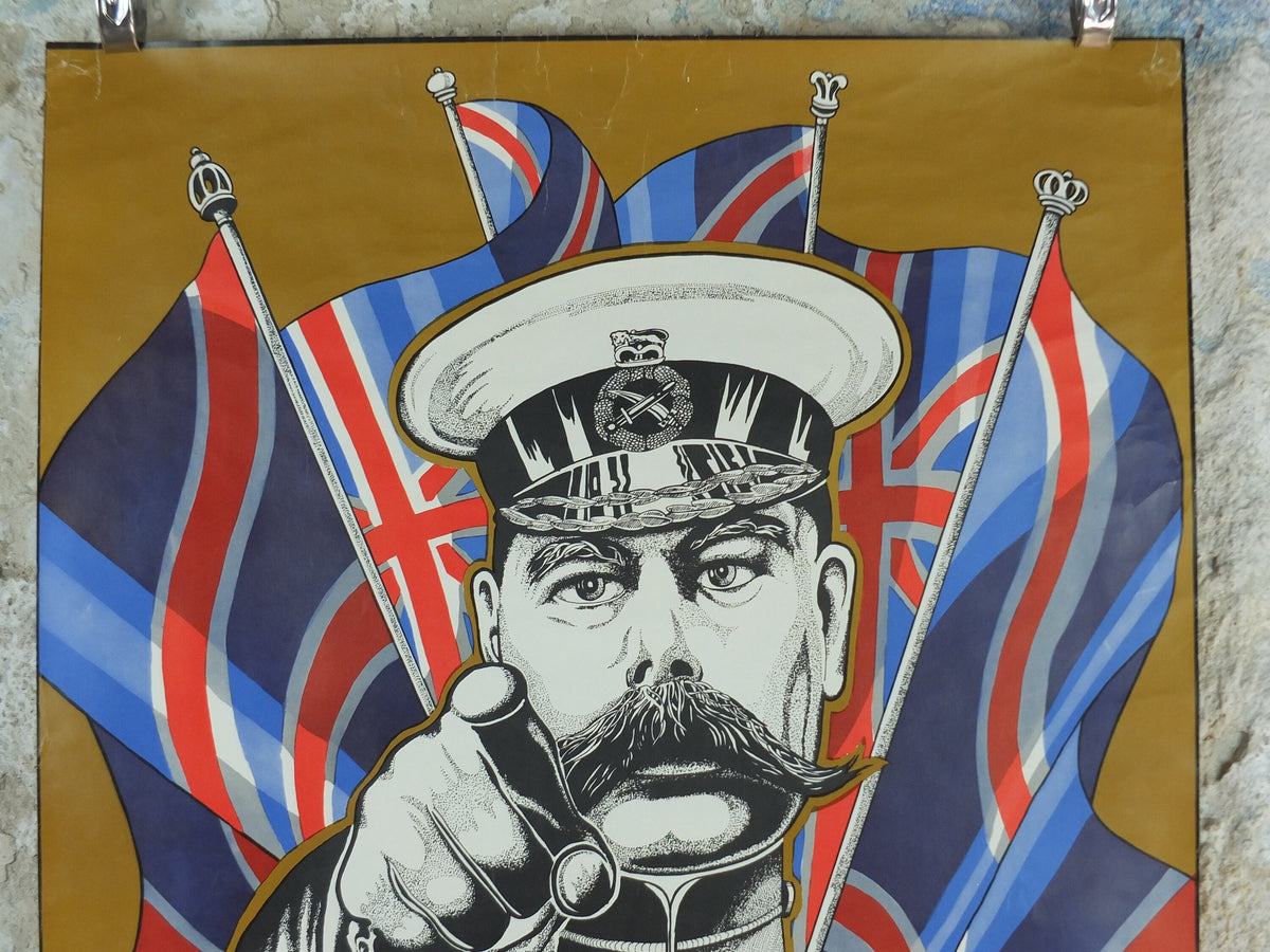 1970s Your Country Needs You Poster, World War 1 WW1 1914, Lord Kitchener, Union Jack, licenced to Splash Posters, propaganda wall art decor