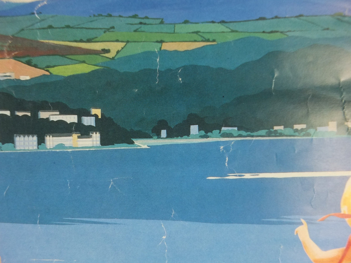1980s Isle of Man Poster, Douglas Harbour in a 1950s style, Britain, United Kingdom, travel tourism, holiday vacation wall art decor