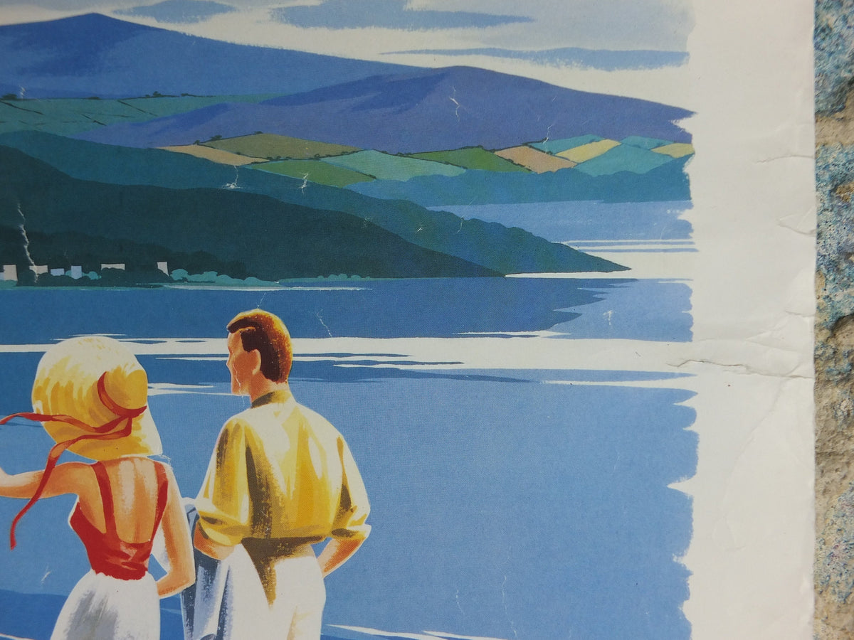 1980s Isle of Man Poster, Douglas Harbour in a 1950s style, Britain, United Kingdom, travel tourism, holiday vacation wall art decor