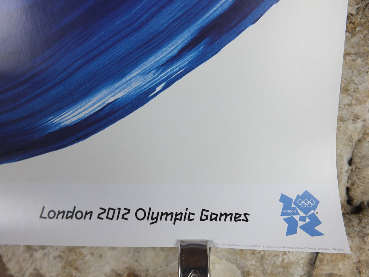2012 London Olympics Poster, Swimming Howard Hodgkin, flowing blue brush strokes, XXX Olympiad, post modern, sport wall art decor