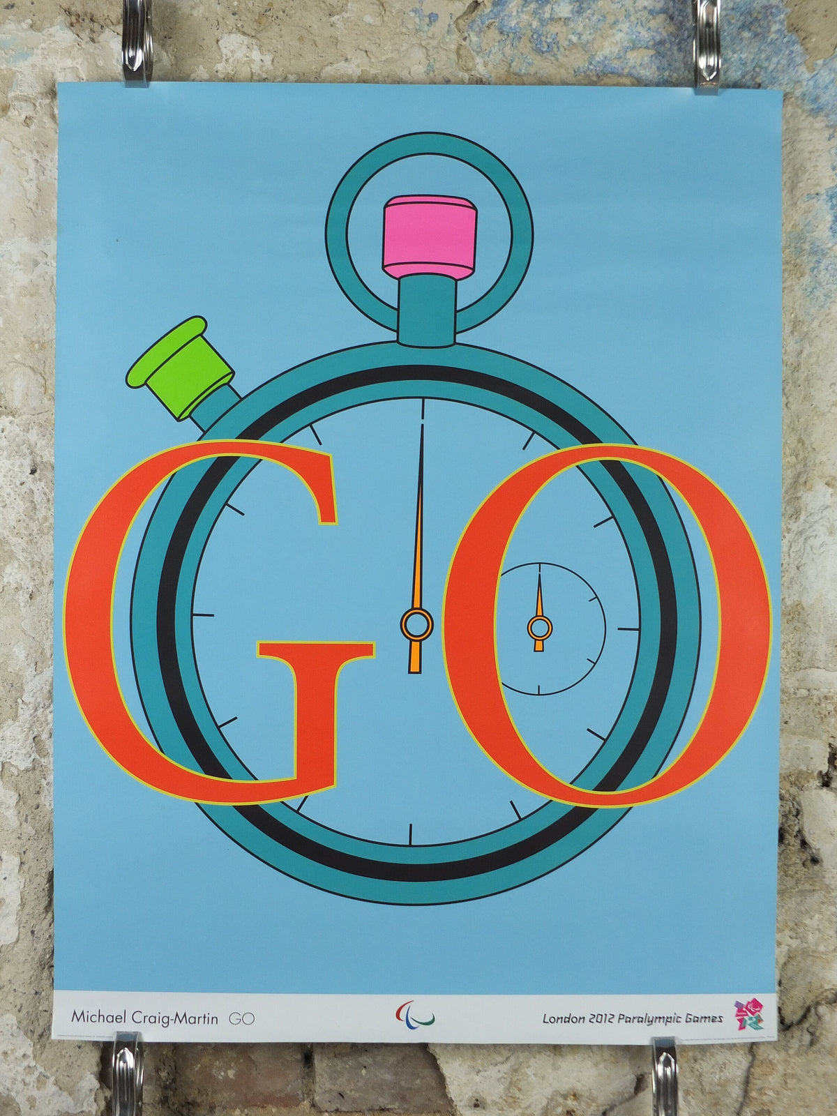 2012 London Paralympics Poster, Michael Craig-Martin GO, colourful stopwatch, XXX Olympiad, post modern, sport wall art decor