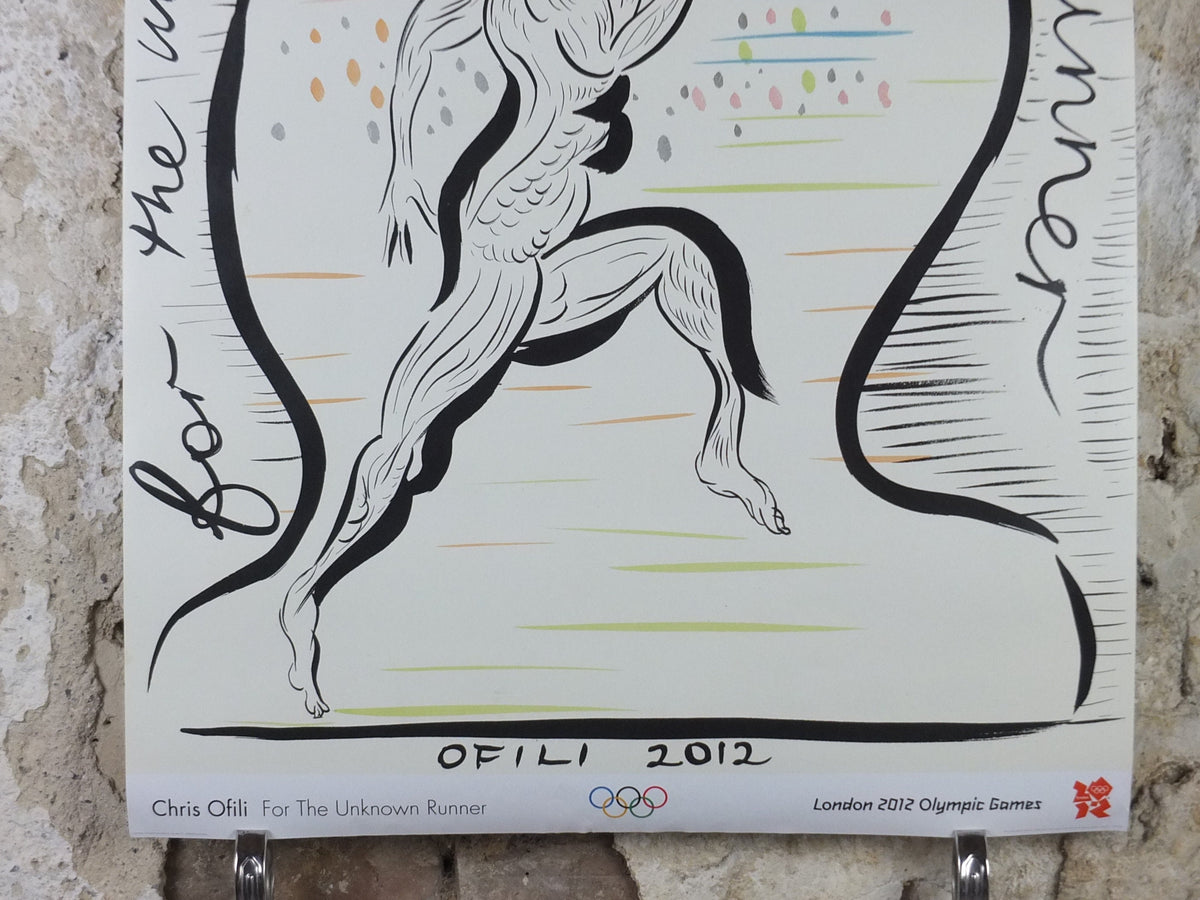 2012 London Olympics Poster, For the unknown runner, Chris Ofili, drawing of a runner, XXX Olympiad, post modern, sport wall art decor