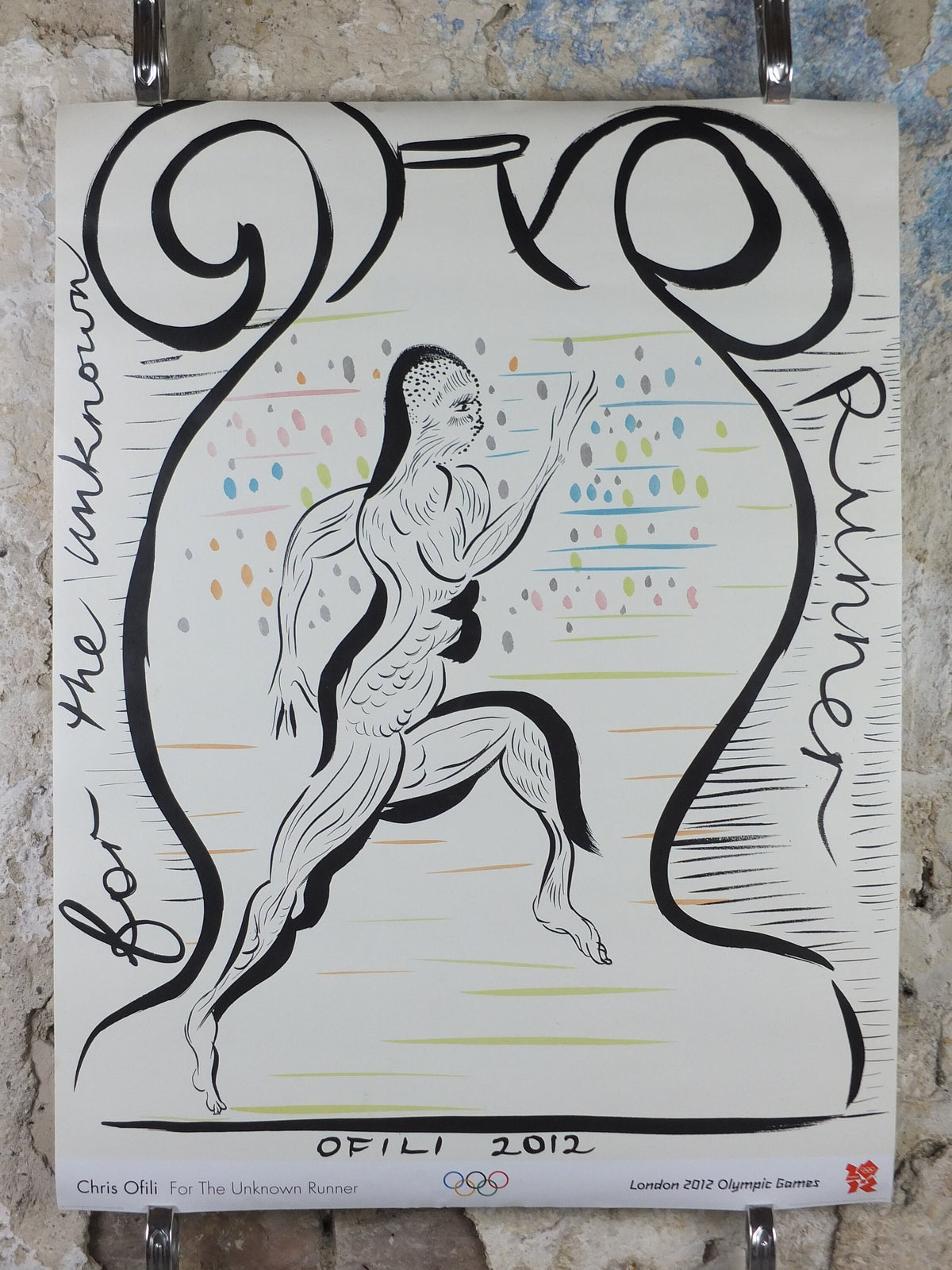 2012 London Olympics Poster, For the unknown runner, Chris Ofili, drawing of a runner, XXX Olympiad, post modern, sport wall art decor
