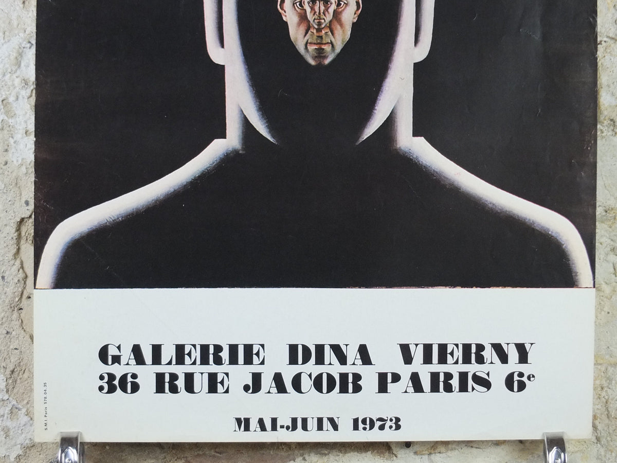 1973 Erik Bulatov Poster, Russian Avante-Garde, Self Portrait, Paris, monochrome, gallery exhibition wall art decor