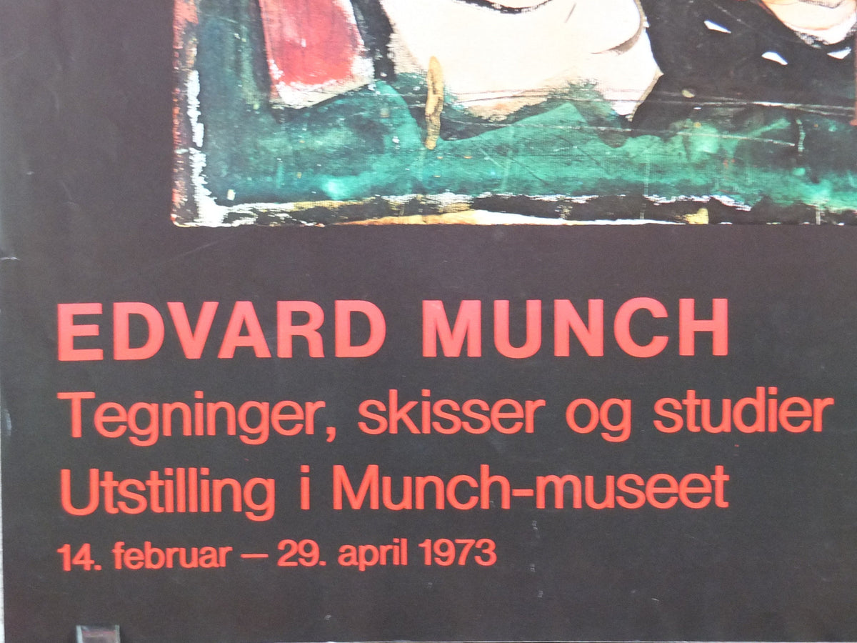 1973 Edvard Munch Poster, Self Portrait with a Lyre 1895, Munch Museum, Norway, Expressionism, Symbolism, gallery exhibition, wall art decor