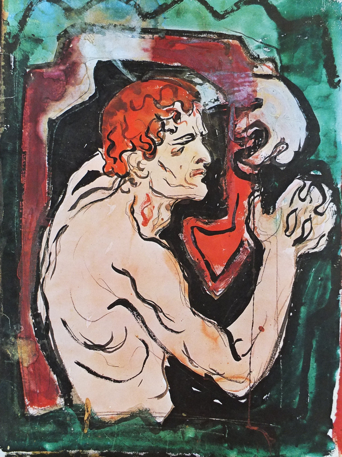 1973 Edvard Munch Poster, Self Portrait with a Lyre 1895, Munch Museum, Norway, Expressionism, Symbolism, gallery exhibition, wall art decor