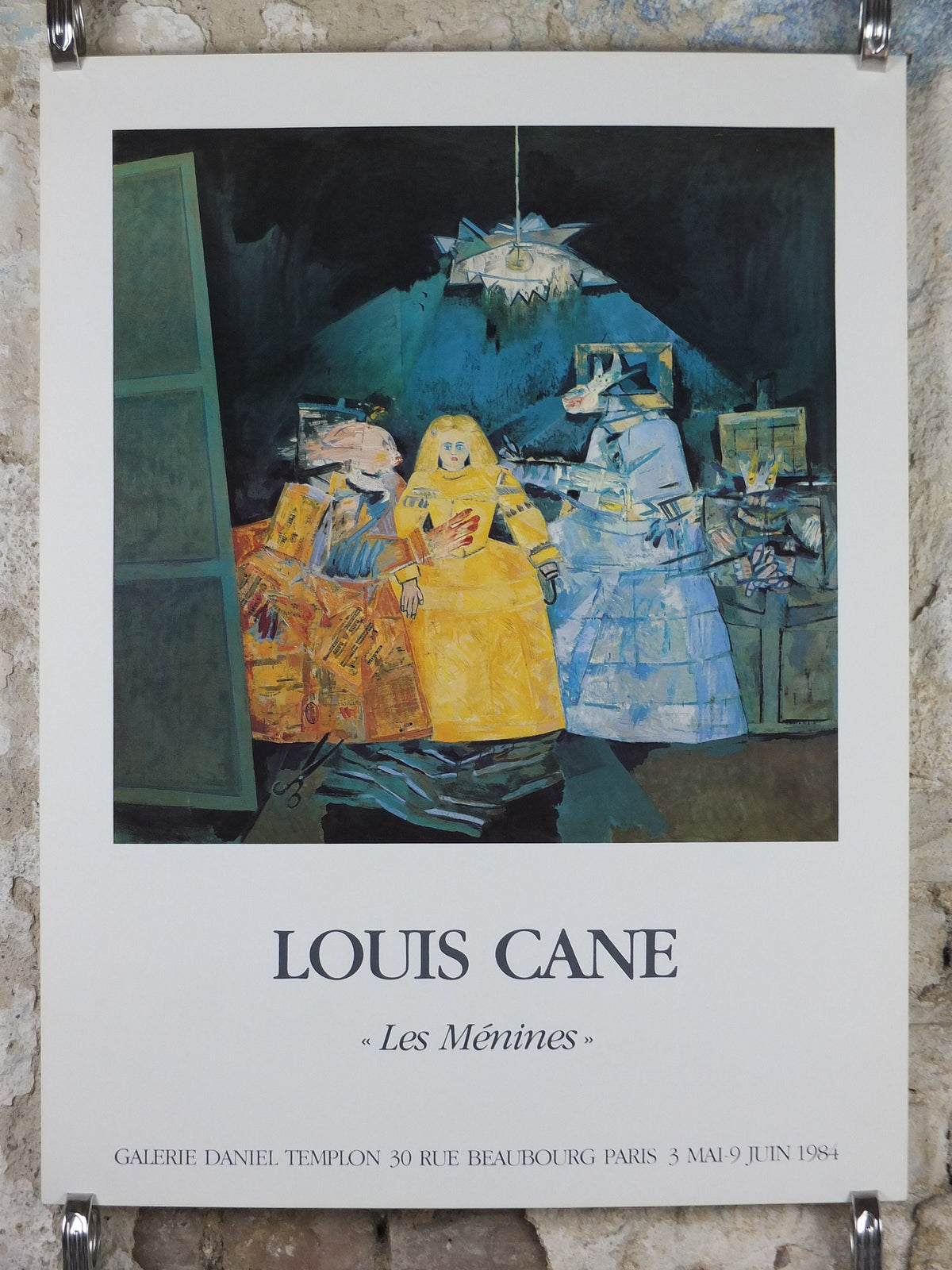1984 Louis Cane Poster, Les Menines or The Women, abstract painting, artist gallery exhibition, wall art decor