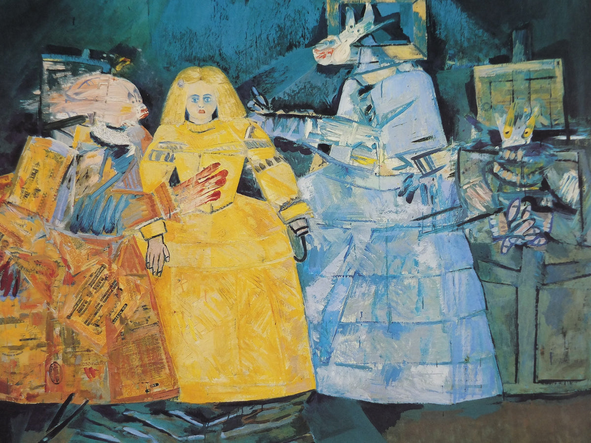 1984 Louis Cane Poster, Les Menines or The Women, abstract painting, artist gallery exhibition, wall art decor