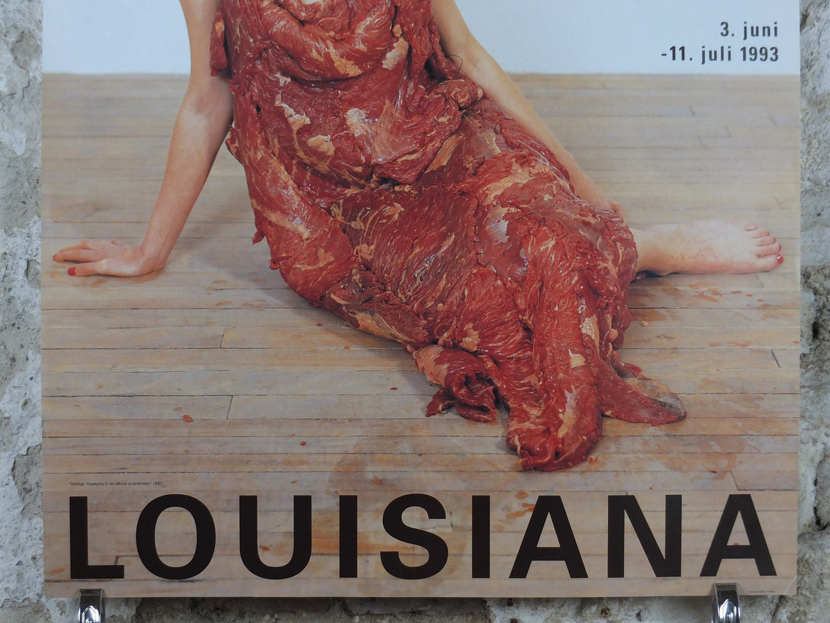 1993 Jana Sterbak Poster, Meat Dress, Vanitas Flesh Dress for an Albino Anorectic, Louisiana, Copenhagen, gallery exhibition, wall art decor