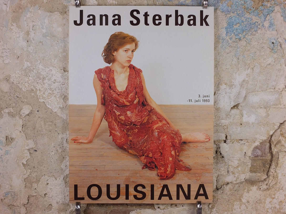 1993 Jana Sterbak Poster, Meat Dress, Vanitas Flesh Dress for an Albino Anorectic, Louisiana, Copenhagen, gallery exhibition, wall art decor