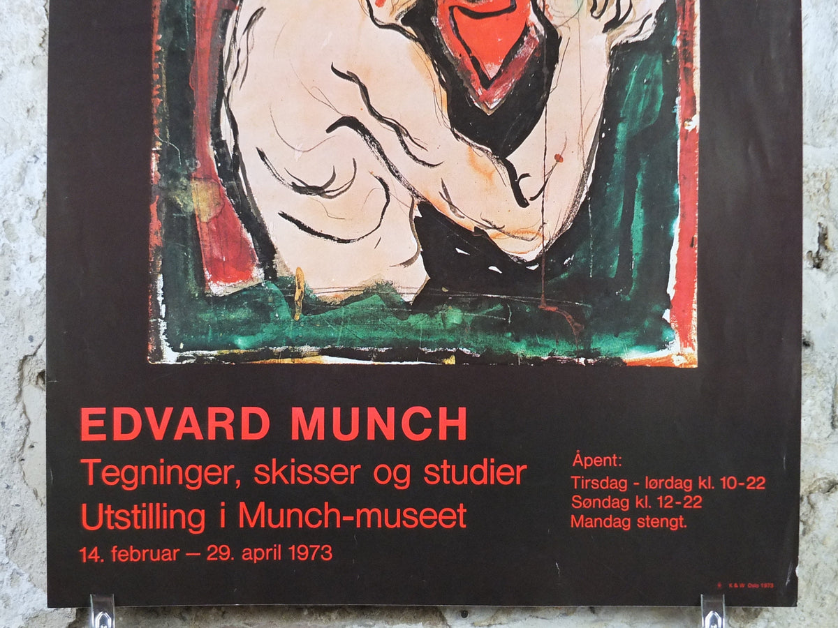 1973 Edvard Munch Poster, Self Portrait with a Lyre 1895, Munch Museum, Norway, Expressionism, Symbolism, gallery exhibition, wall art decor