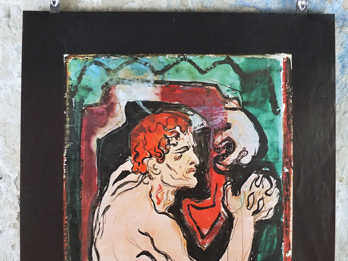 1973 Edvard Munch Poster, Self Portrait with a Lyre 1895, Munch Museum, Norway, Expressionism, Symbolism, gallery exhibition, wall art decor