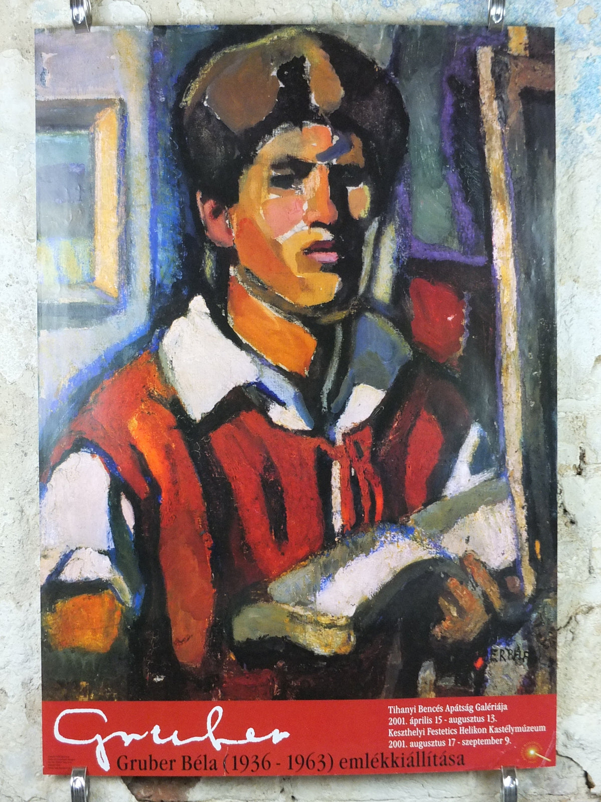 2001 Bela Gruber Poster, self portrait, impressionist and post-impressionist, artist gallery exhibition wall art decor
