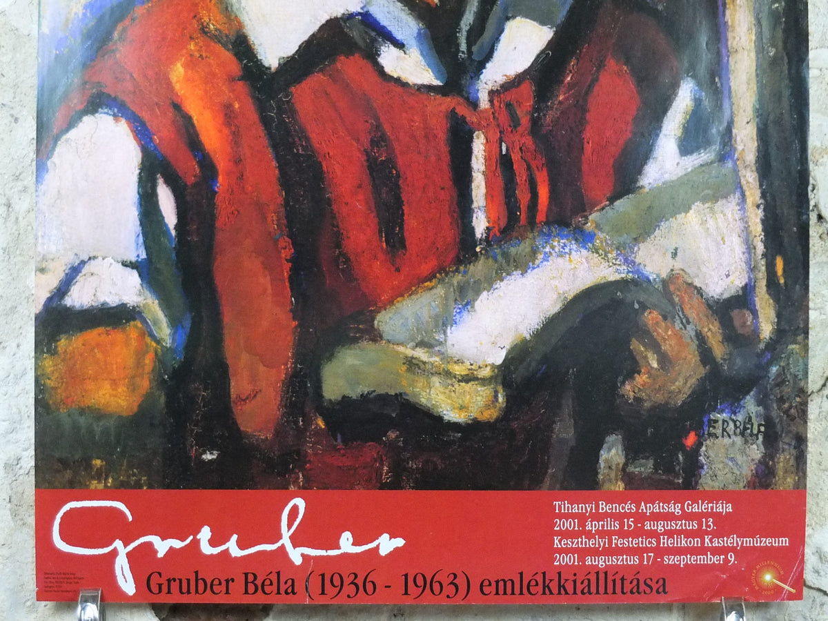 2001 Bela Gruber Poster, self portrait, impressionist and post-impressionist, artist gallery exhibition wall art decor