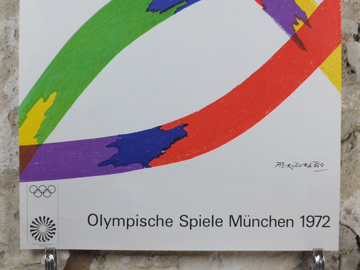 1972 Munich Olympics Poster, Piero Dorazio, Coloured Ribbons, sport, Olympische Spiele Munchen, wall art decor