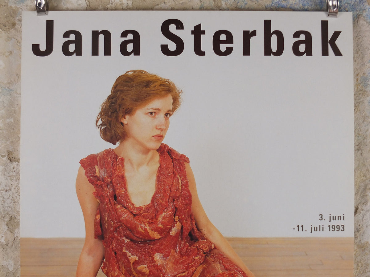 1993 Jana Sterbak Poster, Meat Dress, Vanitas Flesh Dress for an Albino Anorectic, Louisiana, Copenhagen, gallery exhibition, wall art decor