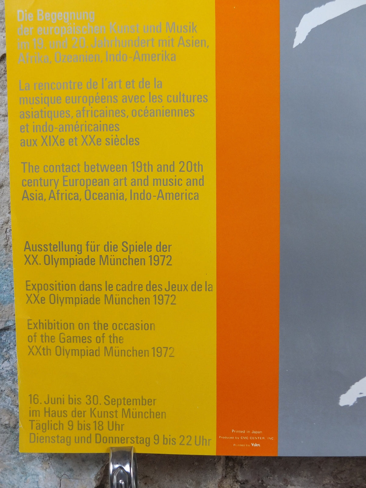 1972 Munich Olympics Exhibition Poster, World Cultures and Modern Art, silvery Japanese Kanji, Olympische Munchen, sport, wall art decor
