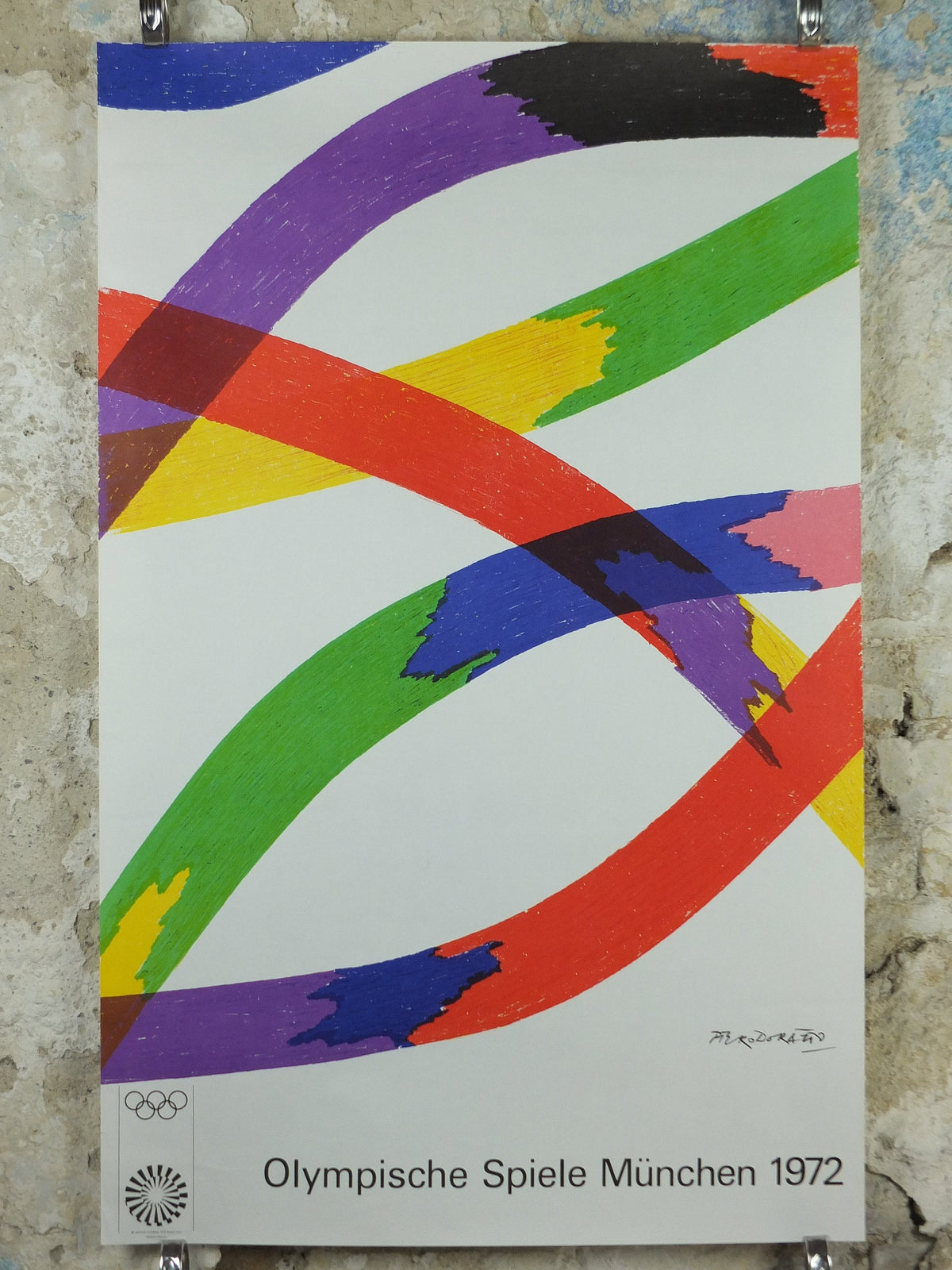 1972 Munich Olympics Poster, Piero Dorazio, Coloured Ribbons, sport, Olympische Spiele Munchen, wall art decor