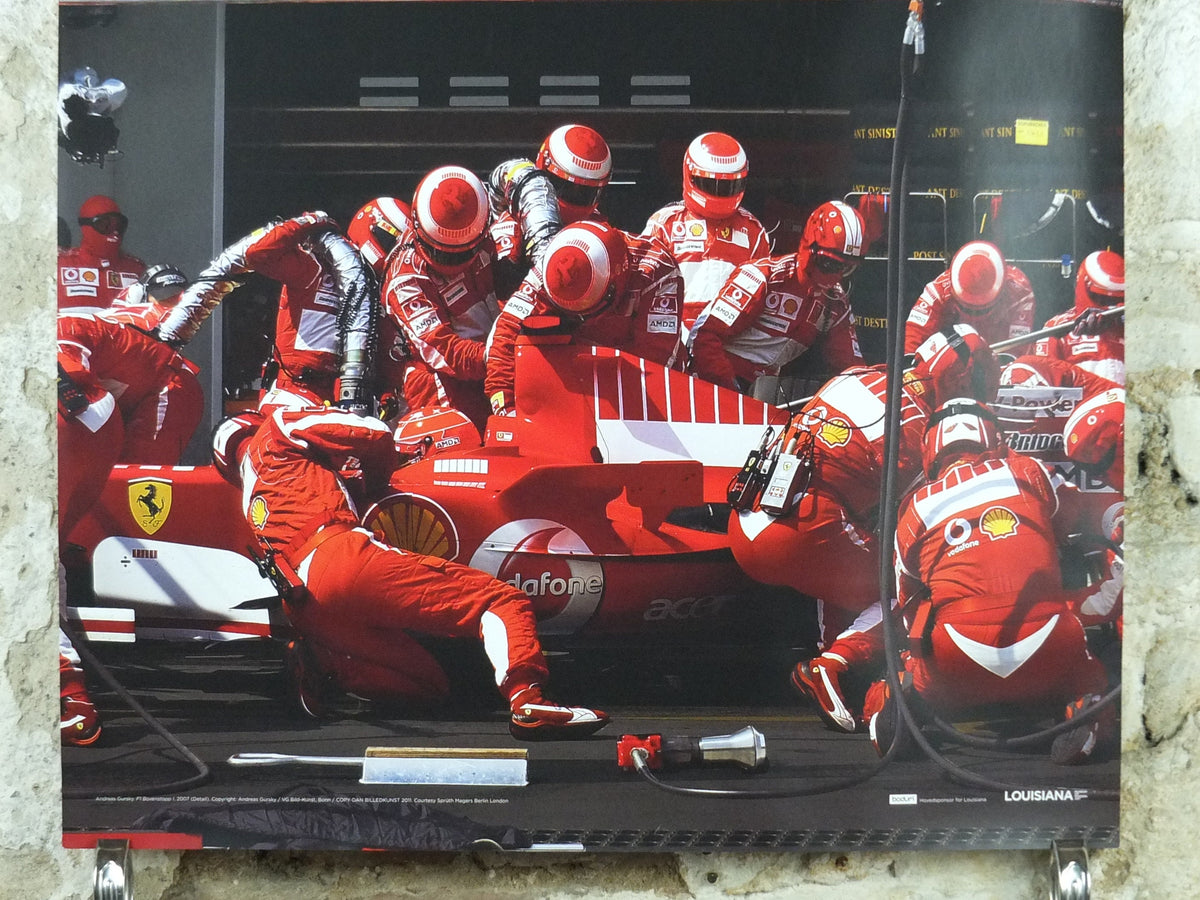 2012 Andreas Gursky Poster, F1 Boxenstopp I 2007, Formula One Racing, Louisiana, Copenhagen, photography gallery exhibition, wall art decor