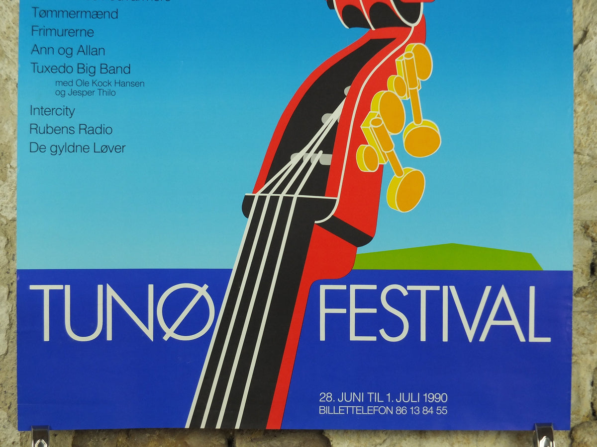 1990 Tunø Music Festival Poster, Seagull on a Bass, a Danish island in the Kattegat, music, wall art decor