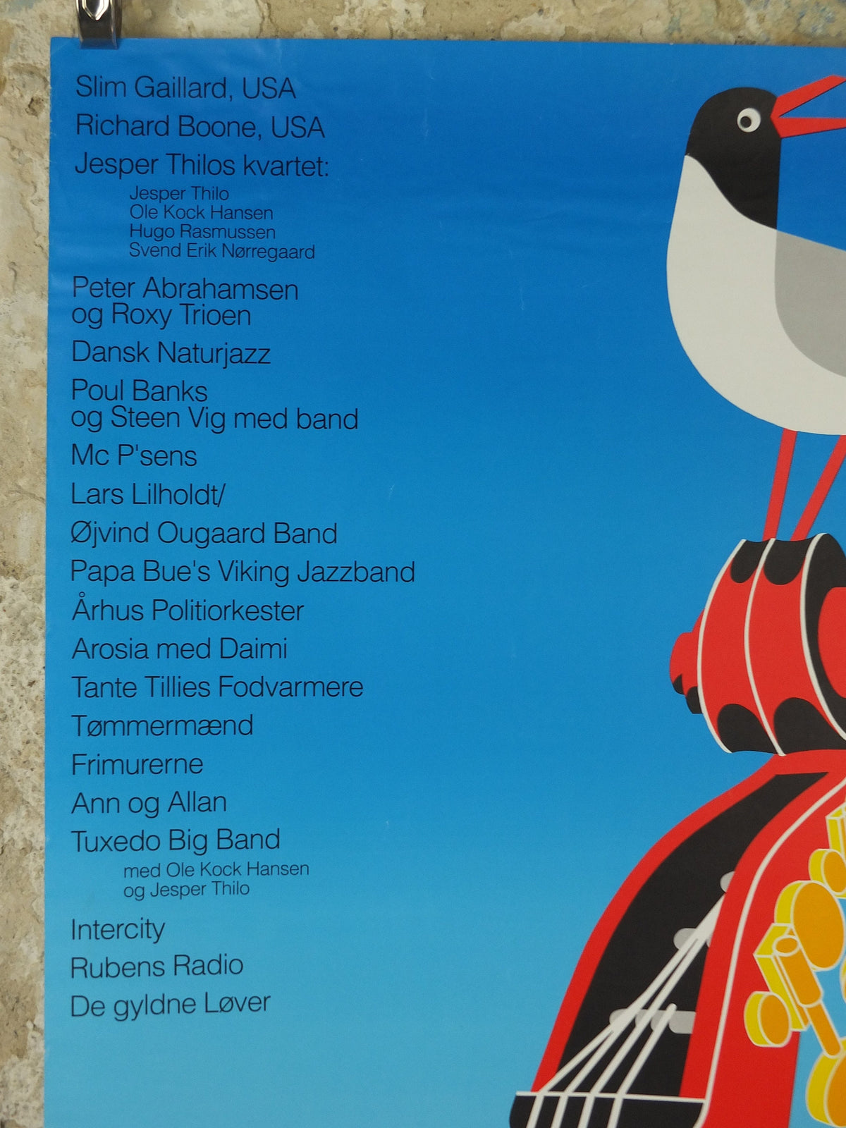 1990 Tunø Music Festival Poster, Seagull on a Bass, a Danish island in the Kattegat, music, wall art decor
