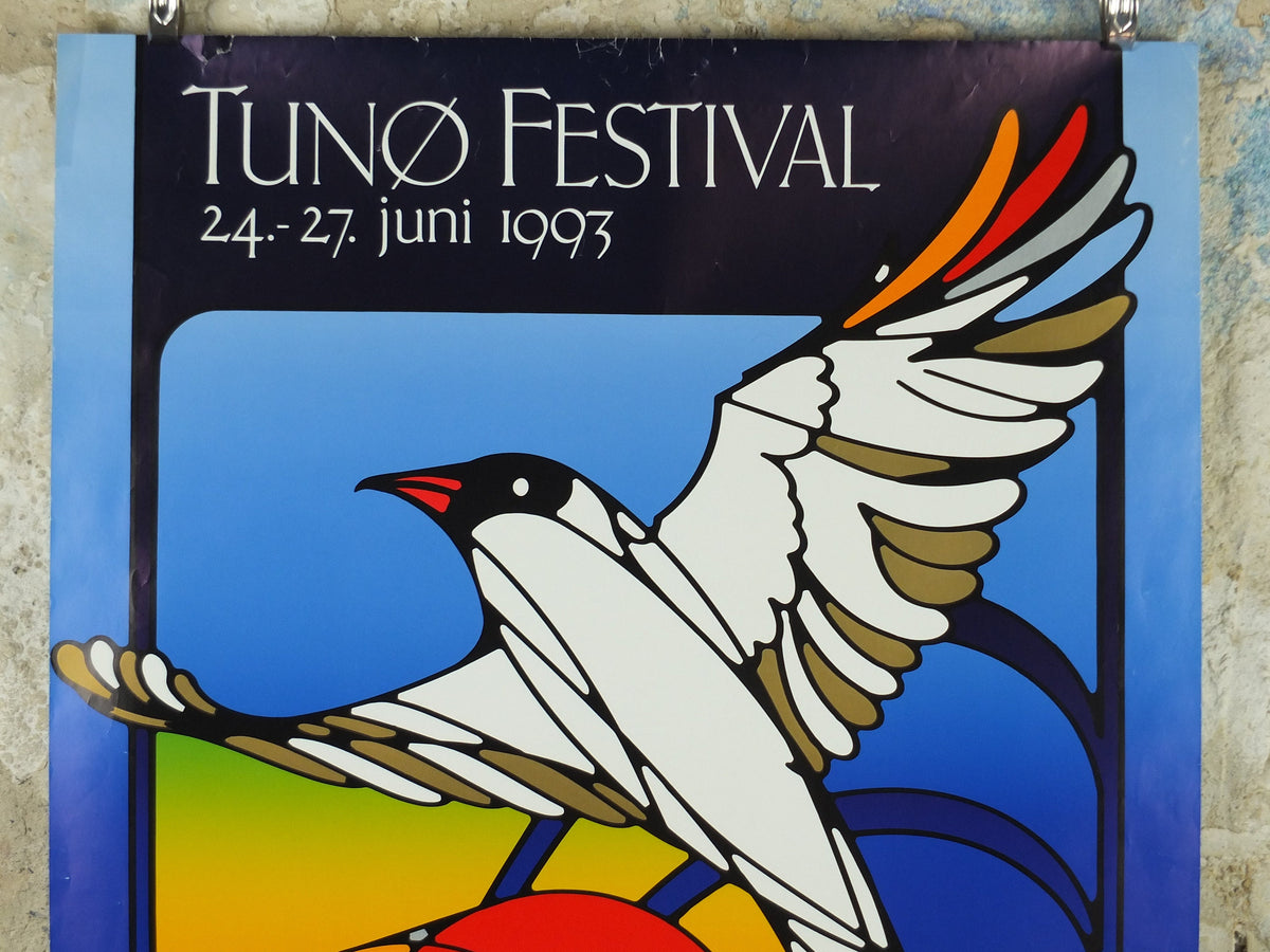 1993 Tunø Music Festival Poster, Seagull on a Bass in stained glass, a Danish island in the Kattegat, music, wall art decor