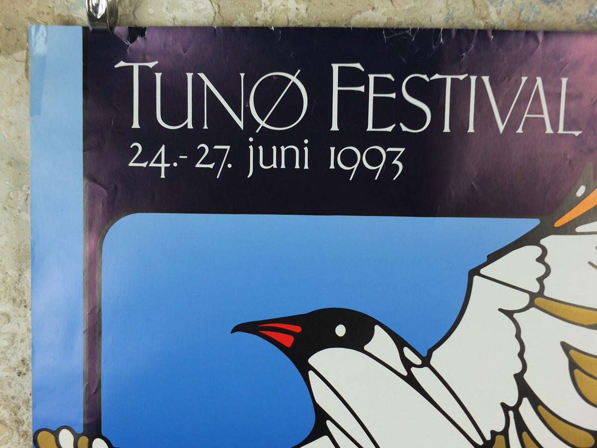 1993 Tunø Music Festival Poster, Seagull on a Bass in stained glass, a Danish island in the Kattegat, music, wall art decor