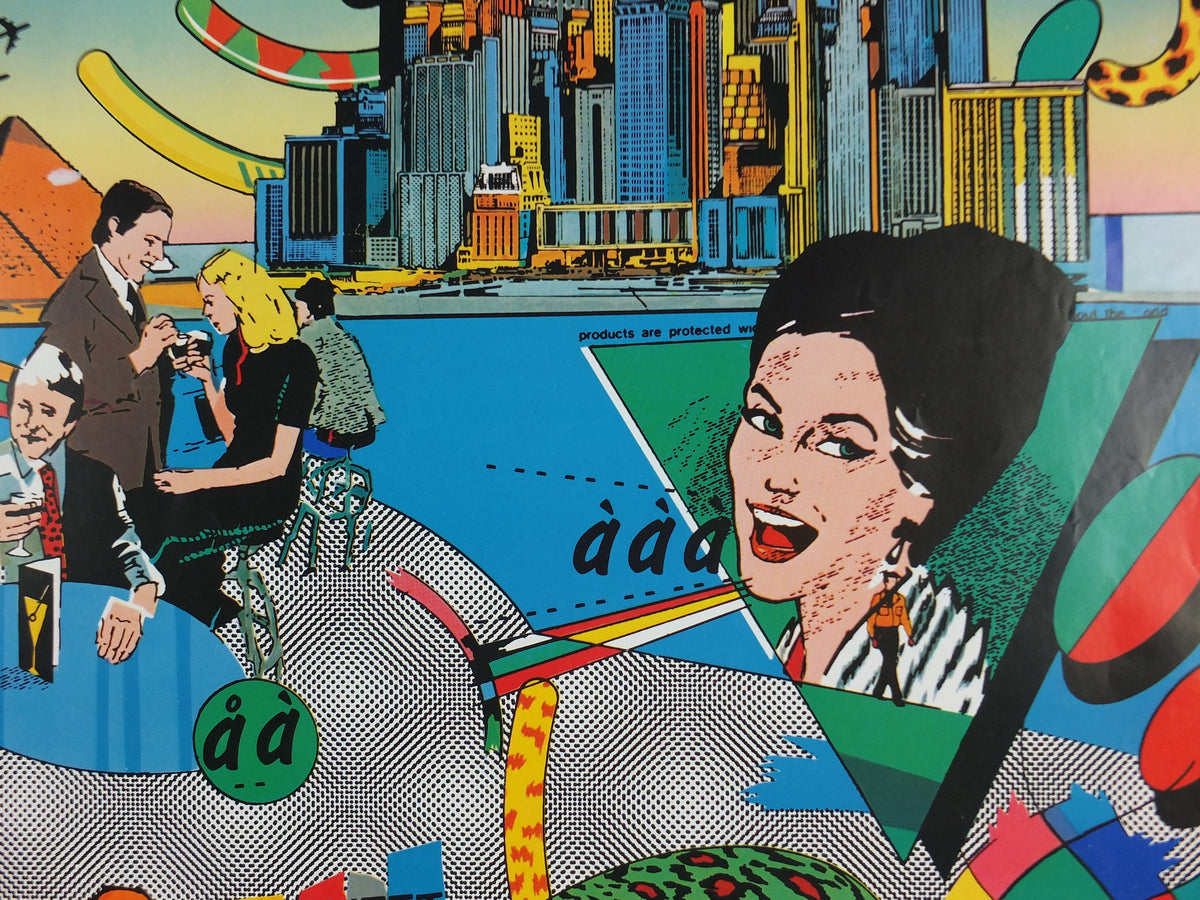 1980 Fiorucci rare Poster, Daring Devilish Darling, Italian fashion label Viappiani, pyramids Eighties city advertising retro wall art decor