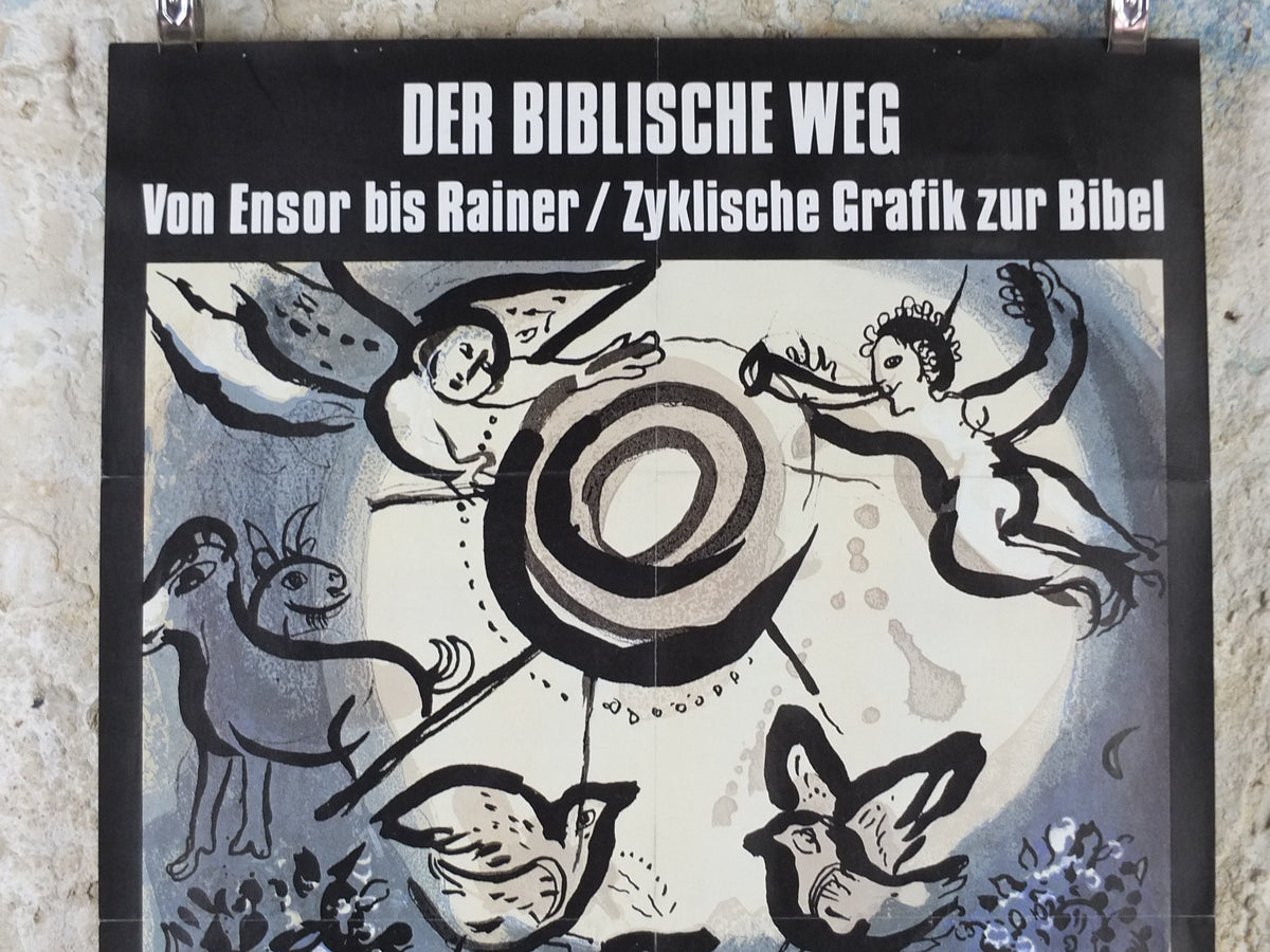 1983 Marc Chagall Poster, Creation, Adam and Eve, Cubism and Expressionism, gallery exhibition, wall art decor