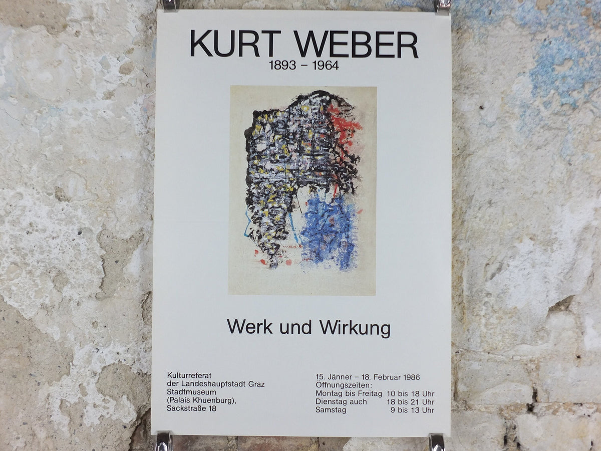 1986 Kurt Weber Poster, Graz Succession painter, Austrian expressionist, artist gallery exhibition, wall art decor
