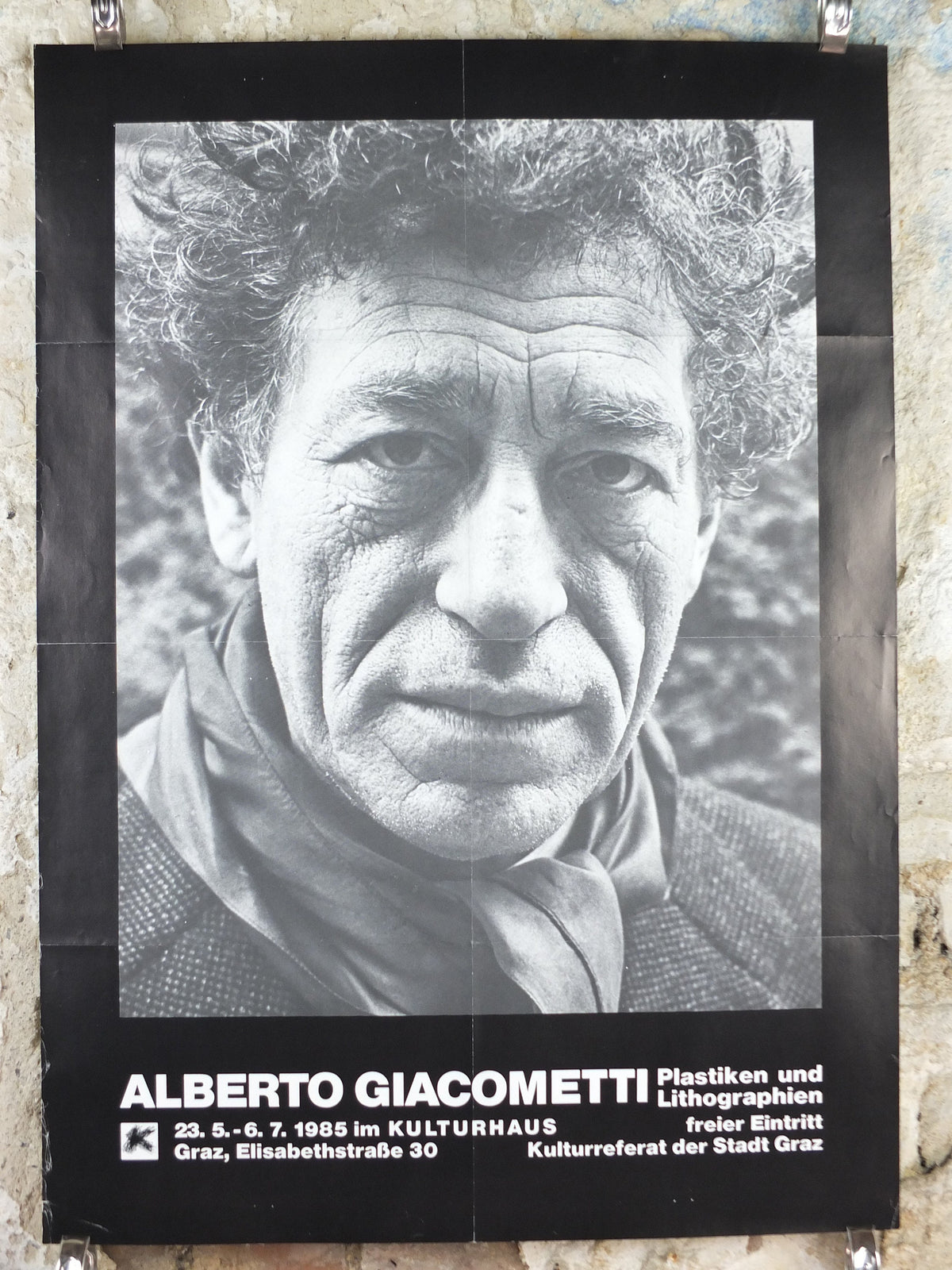 1985 Alberto Giacometti Poster, Self Portrait, Photography, Surrealism, Cubism and Expressionism, gallery exhibition, wall art decor